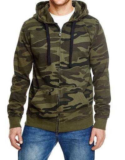 Full Zip Camo Hooded Sweat Jacket