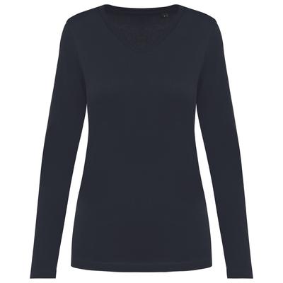 T-shirt Supima® col V manches longues femme