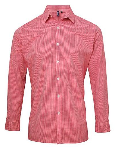 Men's Microcheck (Gingham) Long Sleeve Cotton Shirt