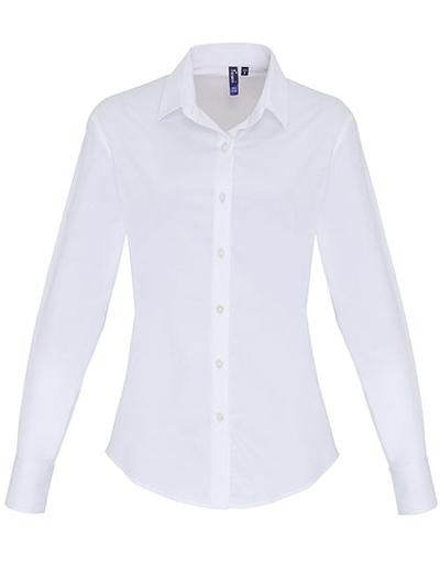 Women's Stretch Fit Poplin Long Sleeve Cotton Shirt