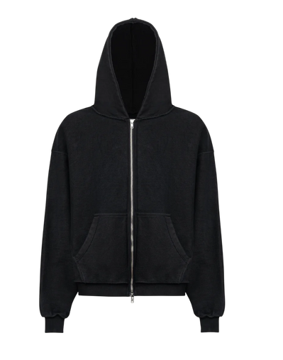 Vintage black Ultra Heavy Reversible Oversized zipped hoodie 860GSM